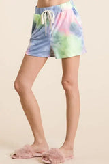 BiBi Tie Dye Casual Shorts with Twill Tape Drawstring - Trendsi - Flyclothing LLC
