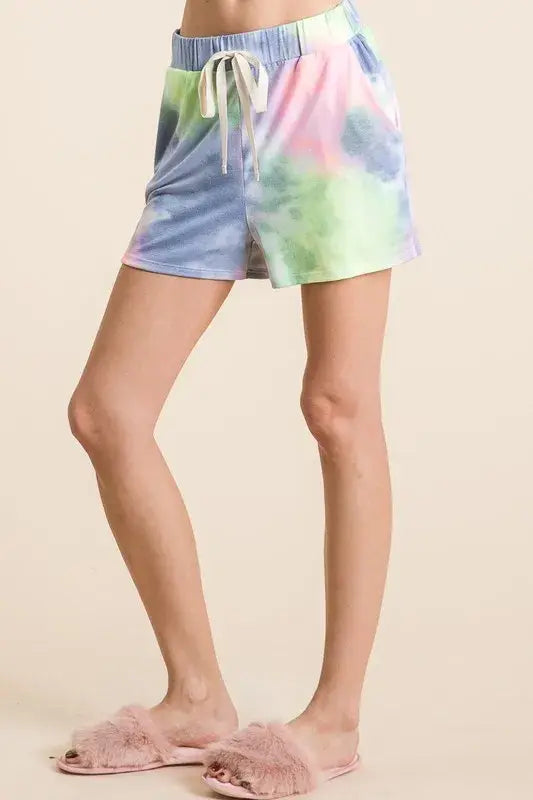 BiBi Tie Dye Casual Shorts with Twill Tape Drawstring - Trendsi - Flyclothing LLC