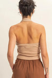 HYFVE Halter Neck Buttoned Washed Top - Trendsi