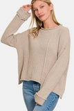 Zenana Asymmetric Hem Drop Shoulder Sweater - Trendsi - Flyclothing LLC
