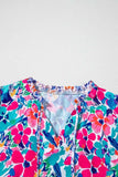 Mixed Floral Print Tie Neck Short Sleeve Dress - Trendsi - Flyclothing LLC