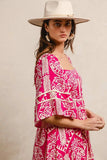 BiBi Aztec Woven Printed Contrast Binding Dress - Trendsi - Flyclothing LLC