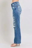 Judy Blue Full Size High Waist Heavy Destroy Straight Jeans Plus Size - Trendsi
