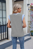 Contrast Striped Round Neck T-Shirt - Trendsi - Flyclothing LLC