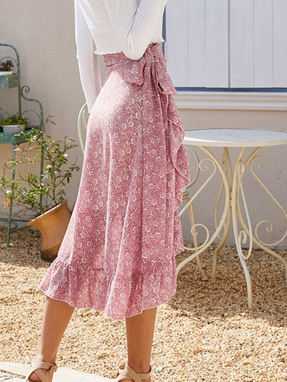 Printed Ruffled Midi Skirt - Trendsi - Flyclothing LLC