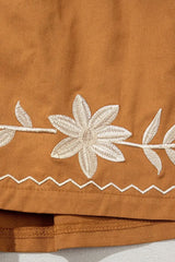 Embroidered Boho Tasseled Drawstring Elastic Waist Casual Shorts - Trendsi - Flyclothing LLC