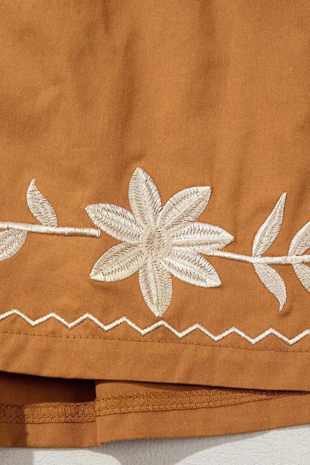 Embroidered Boho Tasseled Drawstring Elastic Waist Casual Shorts - Trendsi - Flyclothing LLC