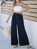 Pocketed Elastic Waist Wide Leg Pants - Trendsi - Flyclothing LLC