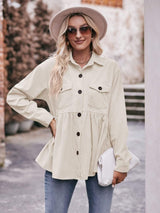 Mandy Collared Neck Long Sleeve Shirt - Trendsi - Flyclothing LLC