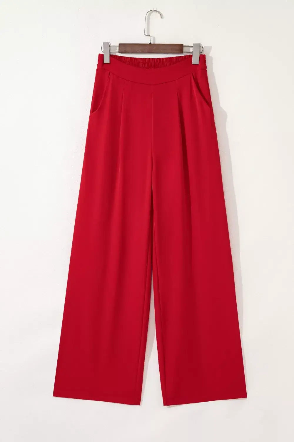 Pleated Detail Pull On High Elastic Waist Loose Straight Pants - Trendsi - Flyclothing LLC