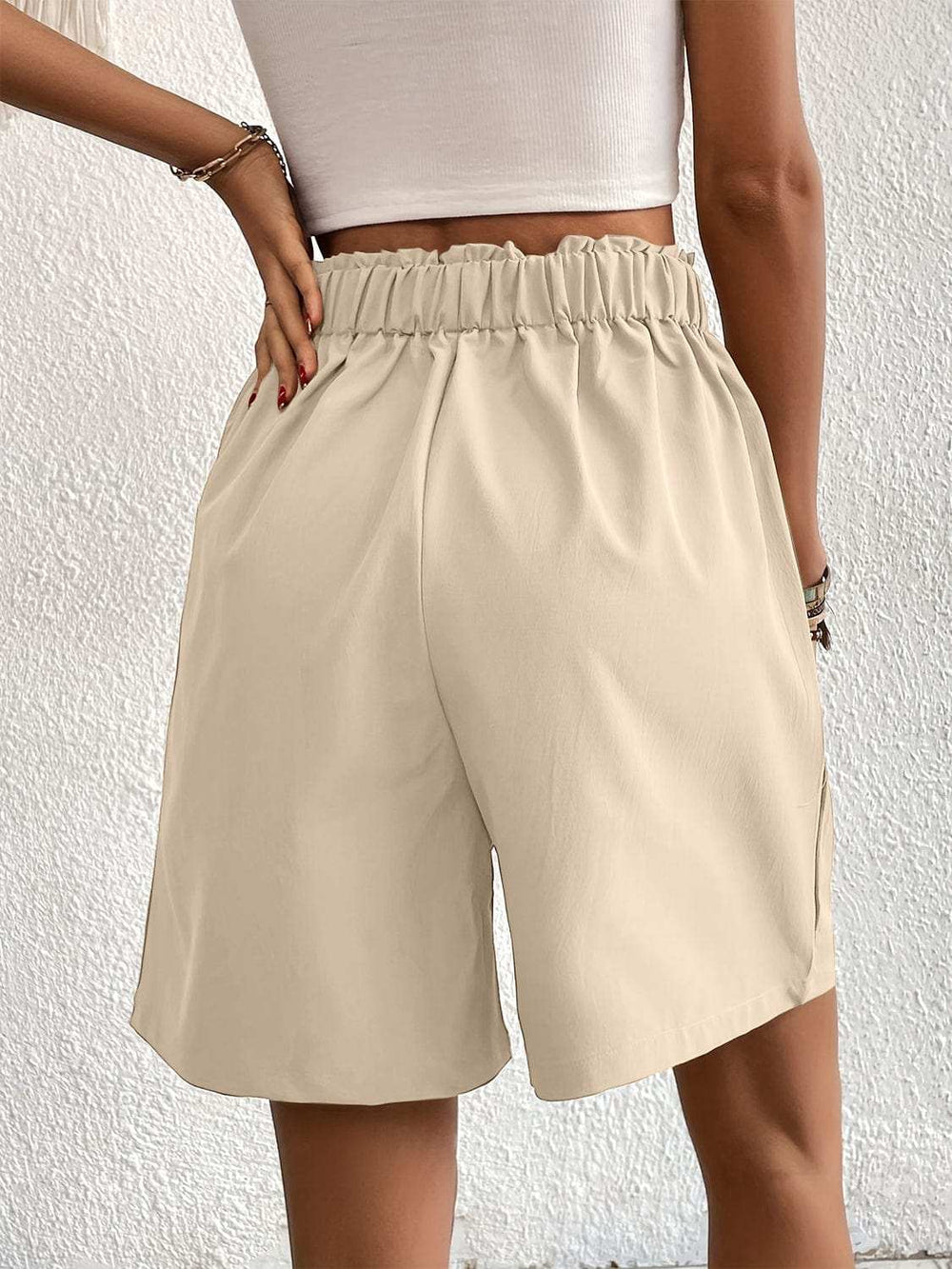 Pocketed Half Elastic Waist Shorts - Trendsi - Flyclothing LLC