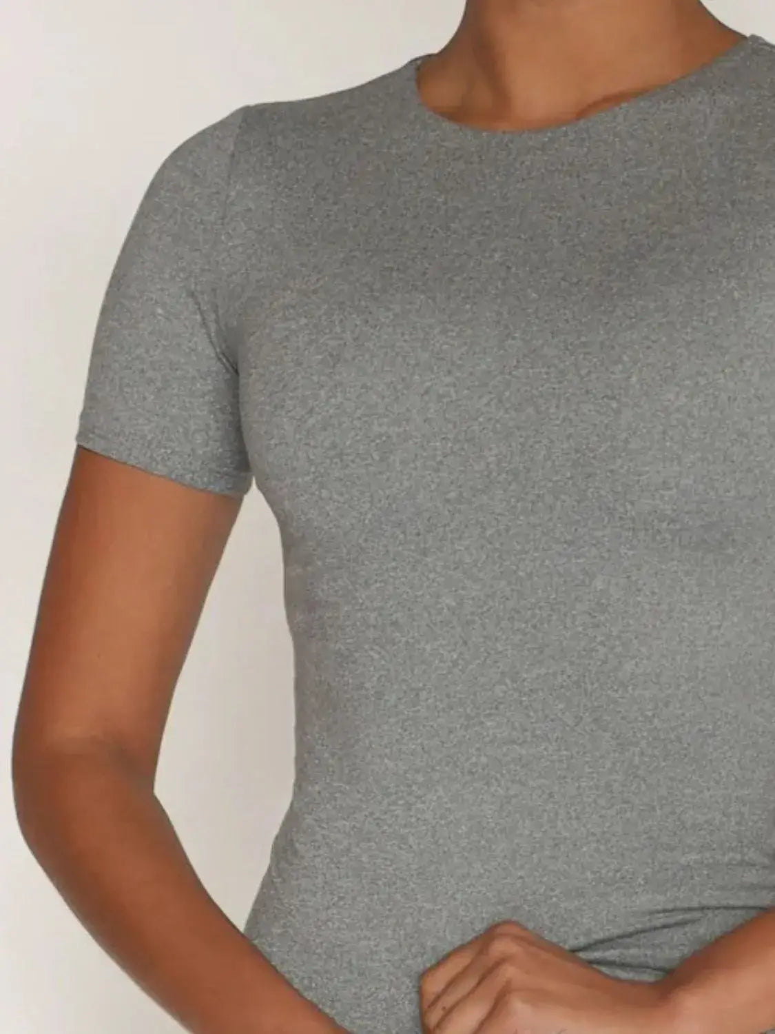 Round Neck Short Sleeve Swim Top - Trendsi - Flyclothing LLC