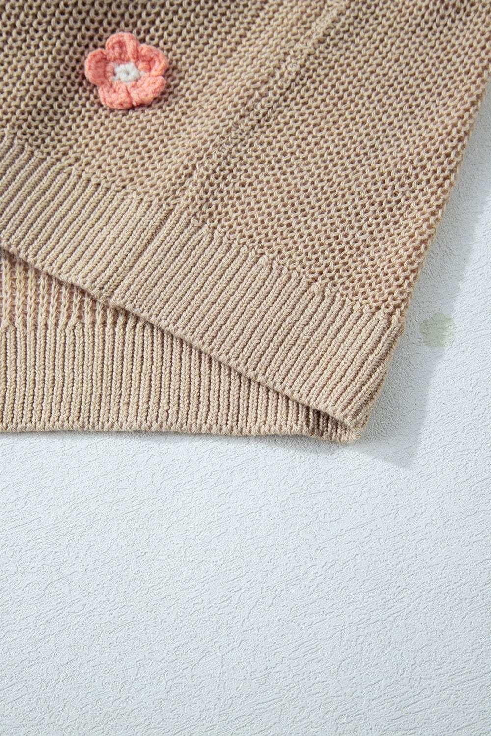 HELLO Flower Round Neck Long Sleeve Sweater - Trendsi - Flyclothing LLC