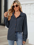 Button Up Dropped Shoulder Long Sleeve Outerwear - Trendsi - Flyclothing LLC