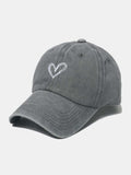 Embroidered Heart Washed Cotton Baseball Cap - Trendsi - Flyclothing LLC