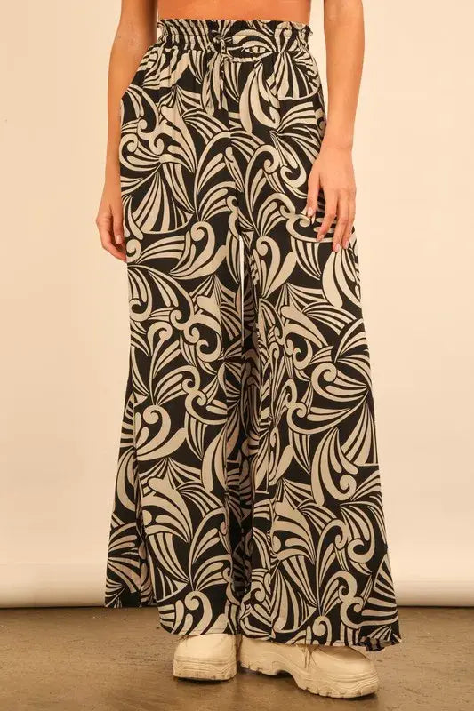 VERY J Printed Wide Leg Pants - Trendsi - Flyclothing LLC