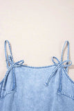 Bow Detail Spaghetti Straps Ruffle Hem Denim Dress - Trendsi - Flyclothing LLC