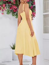Tie-Front A-Line Midi Dress - Trendsi - Flyclothing LLC