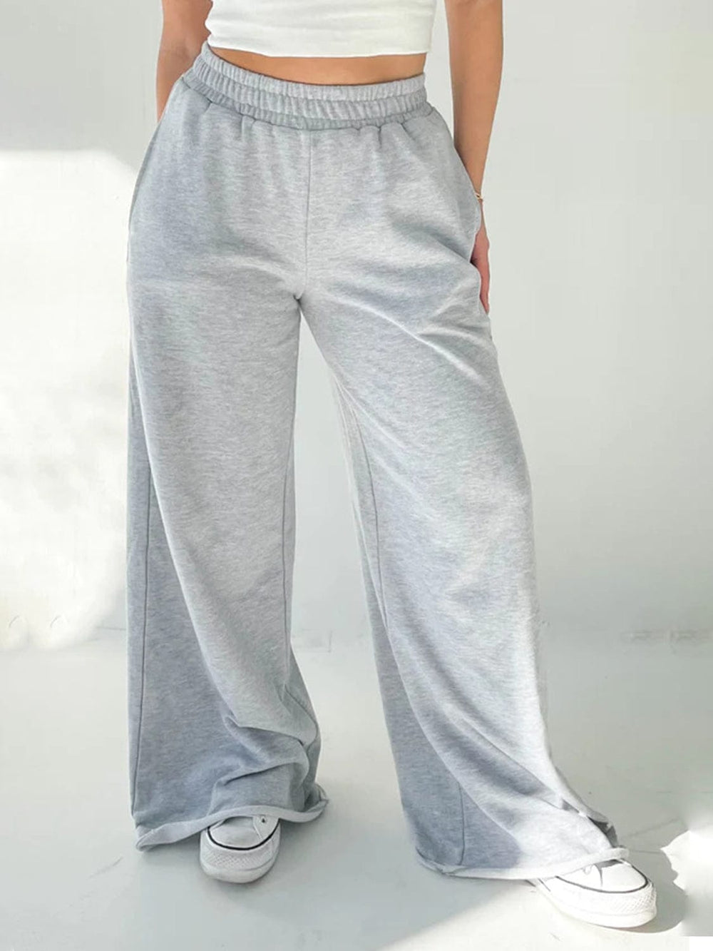 Elastic Waist Wide Leg Pants - Trendsi