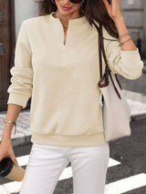 Textured Quarter-Zip Sweatshirt - Trendsi - Flyclothing LLC