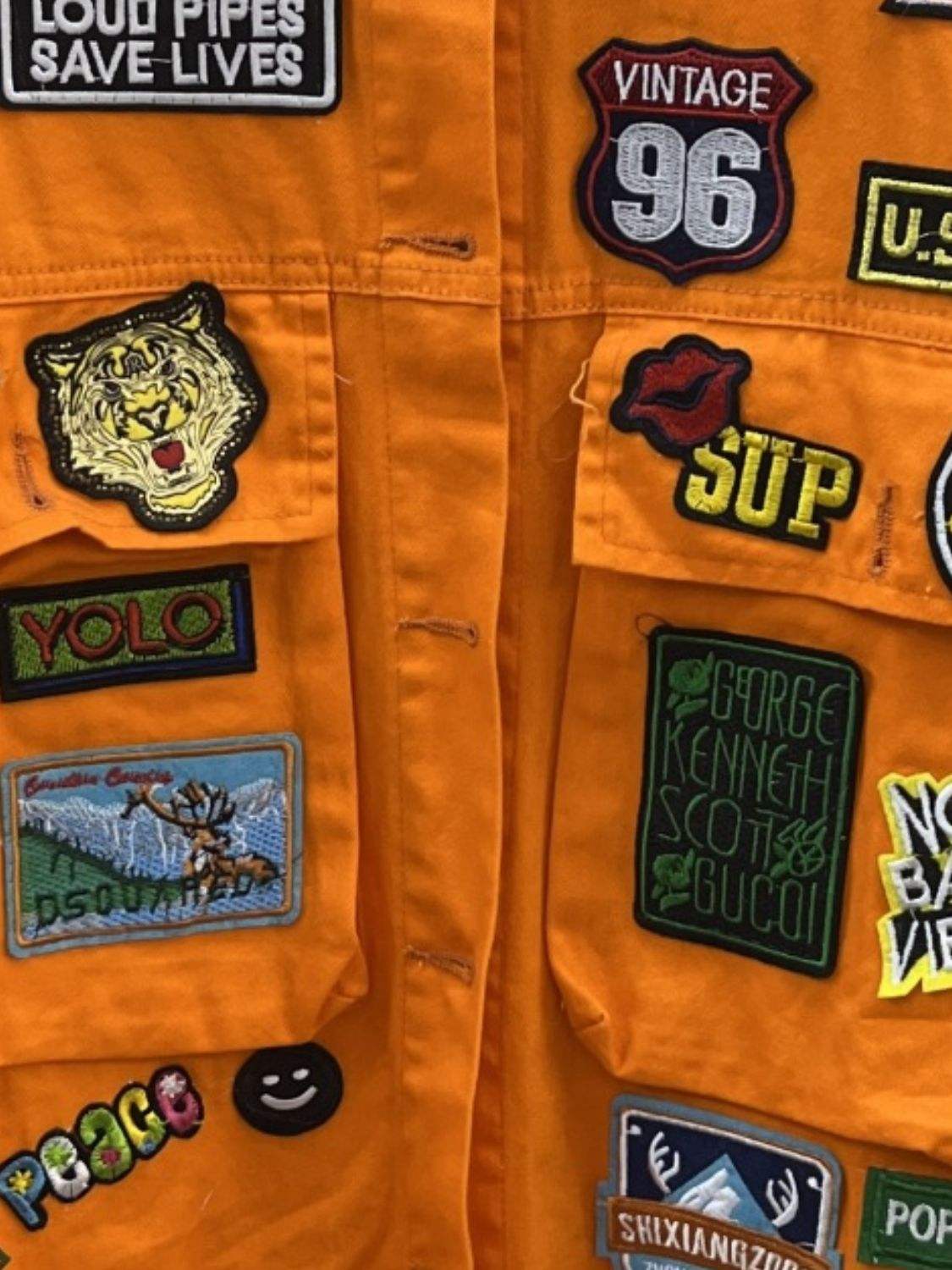 Embroidered Patch Button Up Long Sleeve Denim Jacket - Trendsi - Flyclothing LLC