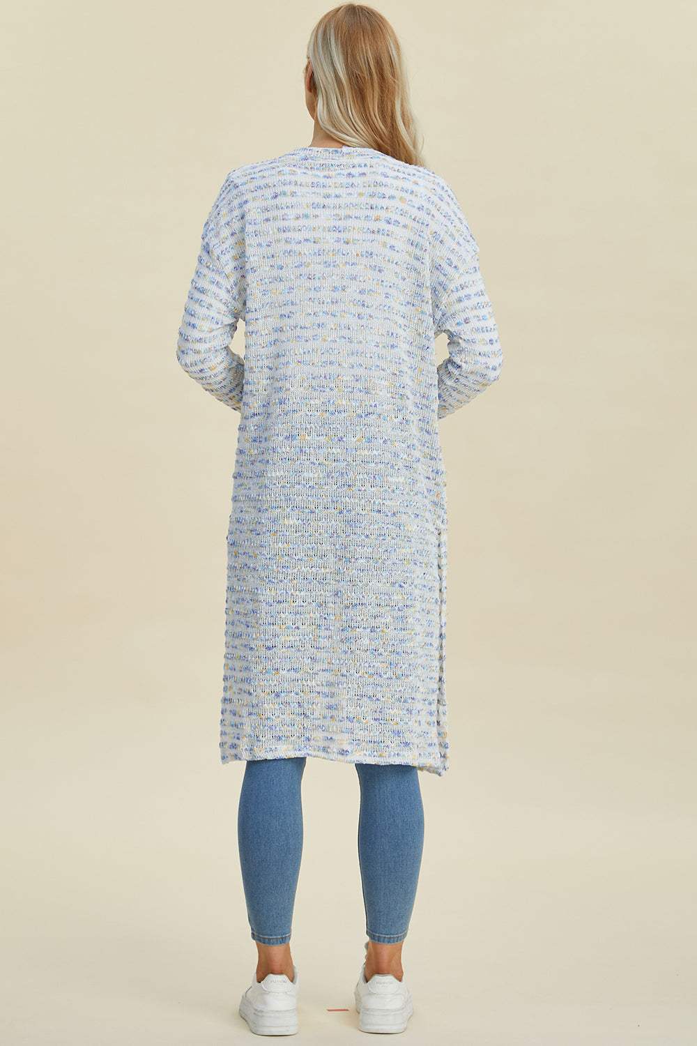 Double Take Full Size Open Front Longline Cardigan - Trendsi - Flyclothing LLC