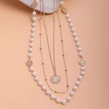 Multi-Layered Pearl and Coin Pendant Necklace - Trendsi - Flyclothing LLC