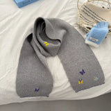 Butterfly Embroidered Knitted Scarf - Trendsi - Flyclothing LLC