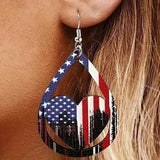 US Flag Pattern Wooden Earrings - Trendsi