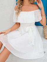 Off Should Short Sleeve Mini Dress - Trendsi - Flyclothing LLC