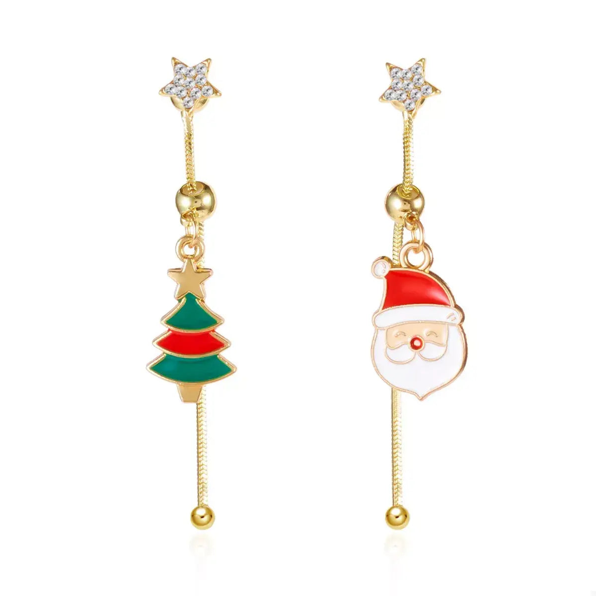 Christmas Santa Asymmetrical Drop Earrings - Trendsi - Flyclothing LLC
