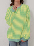 Contrast Striped Long Sleeve Sweatshirt - Trendsi - Flyclothing LLC