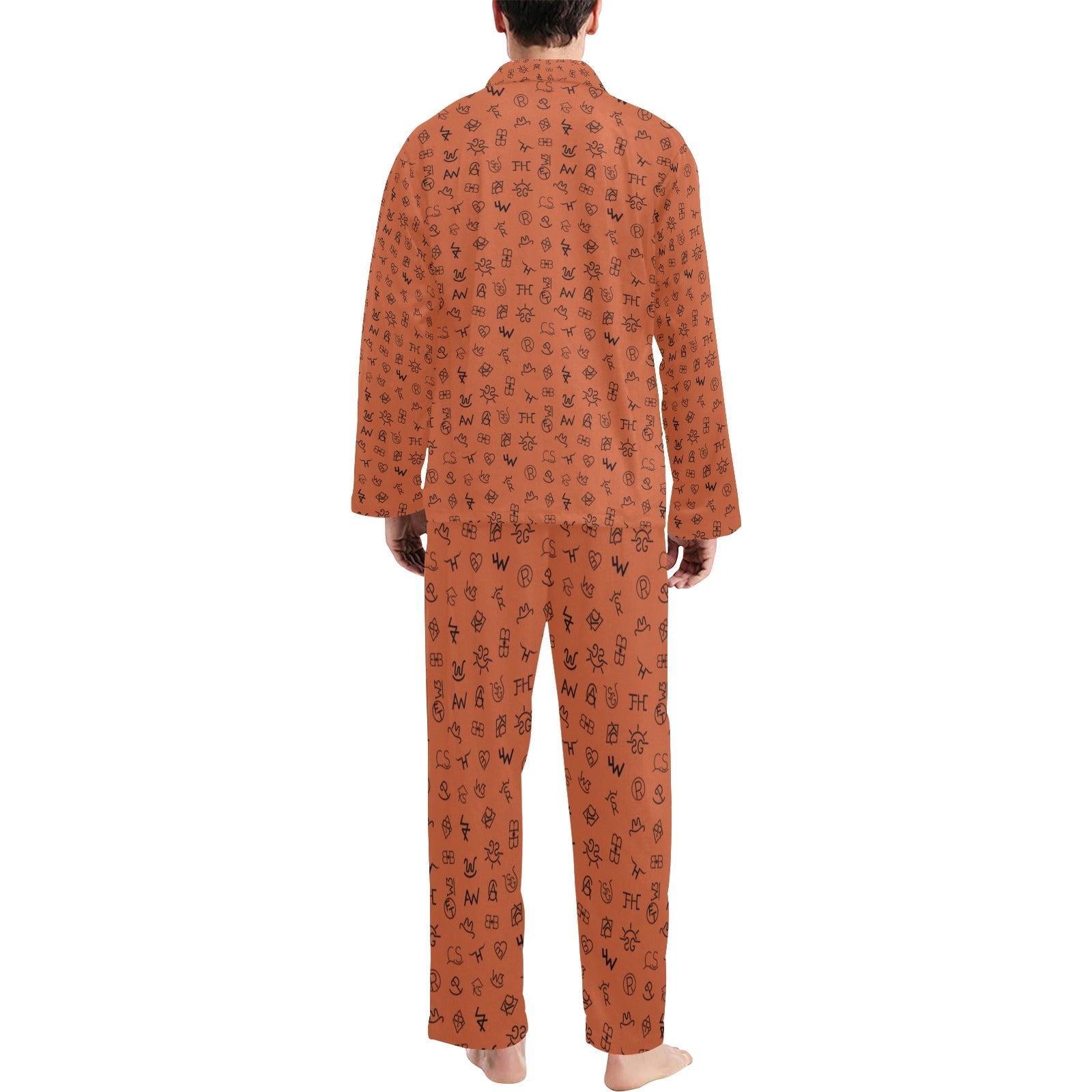 Baha Ranch Rust Cattle Brands Men's Western Pajama Set