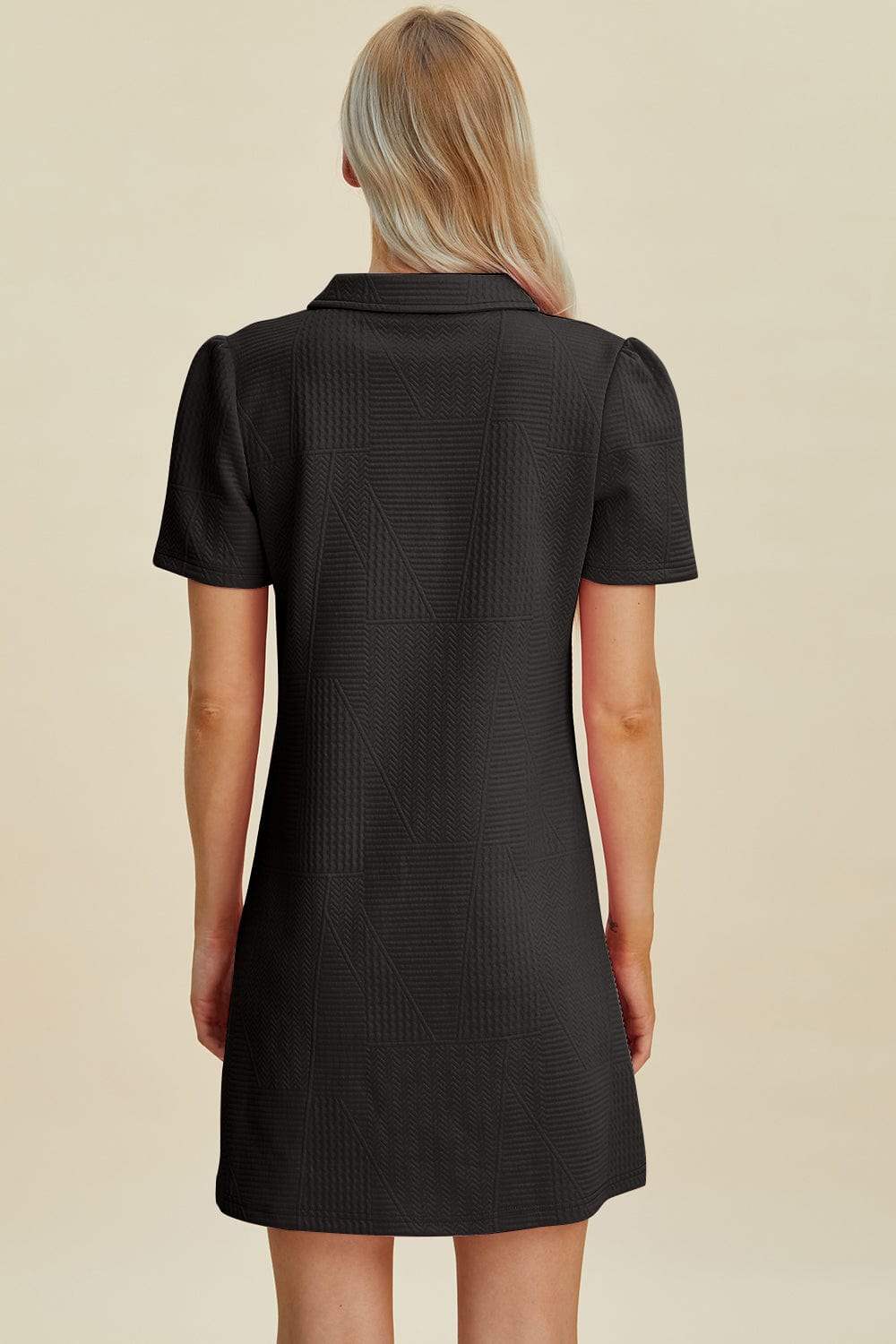 Double Take Full Size Texture Short Sleeve Dress - Trendsi - Flyclothing LLC