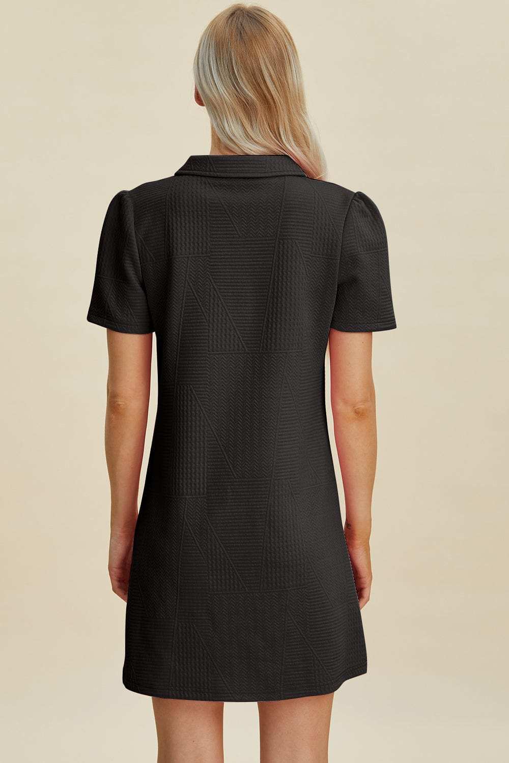 Double Take Full Size Texture Short Sleeve Dress - Trendsi - Flyclothing LLC
