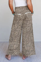 Leopard Print Wide-Leg Pants with Drawstring - Trendsi - Flyclothing LLC