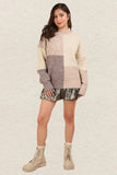 VERY J Color Block Mock Neck Drop Shoulder Sweater - Trendsi - Flyclothing LLC