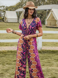 Tied V-Neck Short Sleeve Jumpsuit - Trendsi - Flyclothing LLC