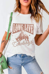 Cowboy Graphic Round Neck Short Sleeve T-Shirt - Trendsi - Flyclothing LLC