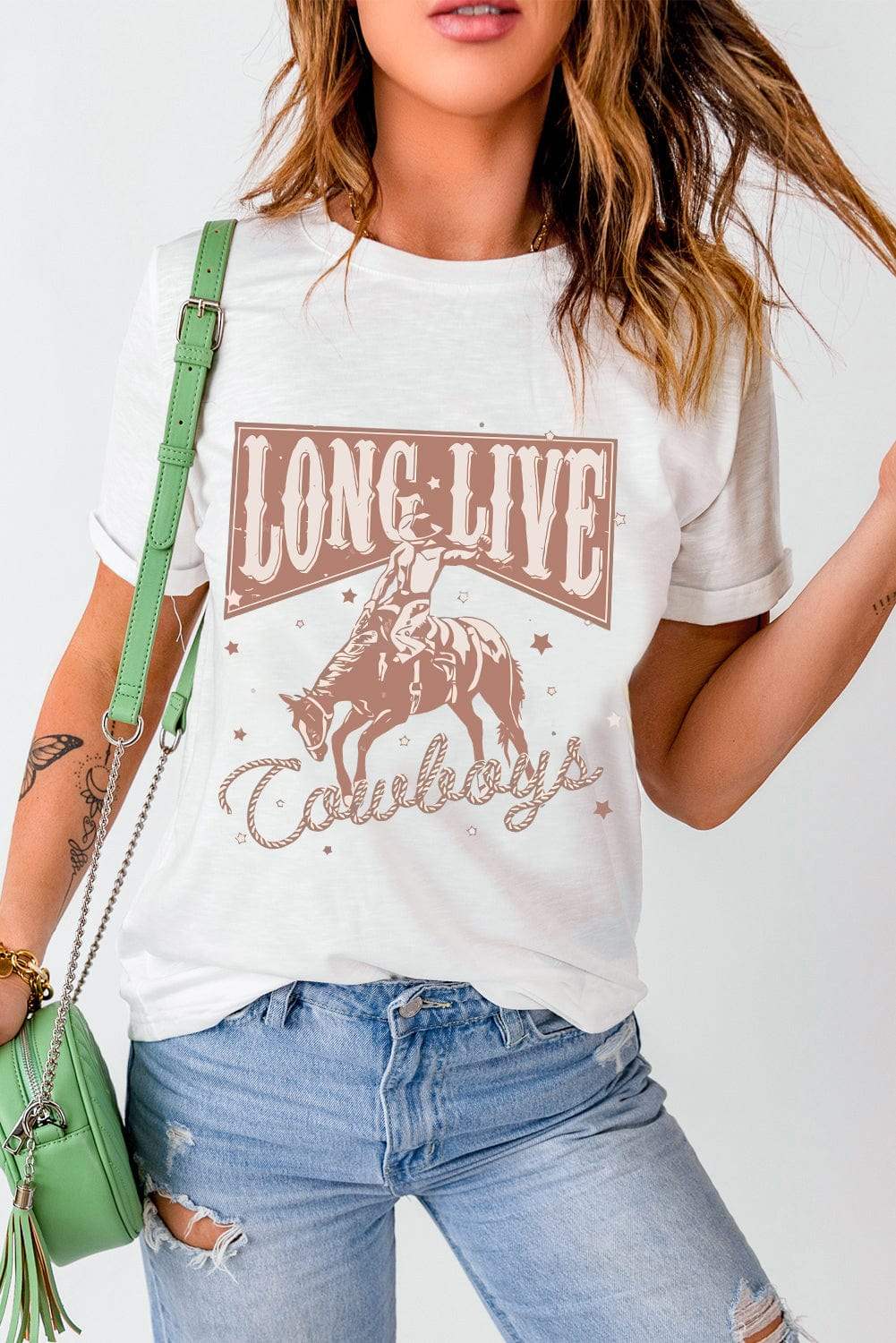 Cowboy Graphic Round Neck Short Sleeve T-Shirt - Trendsi - Flyclothing LLC