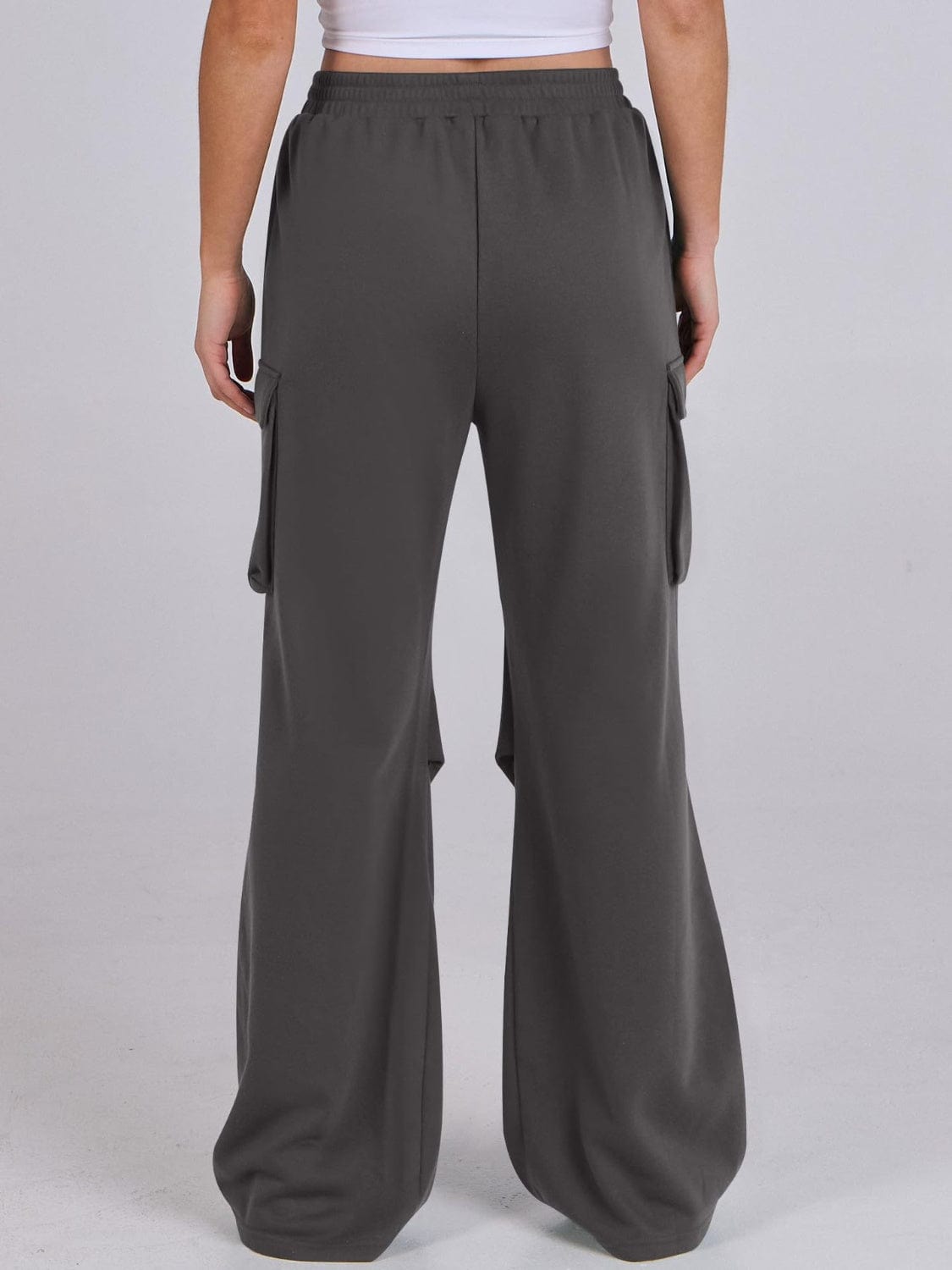 Elastic Waist Wide Leg Pants with Pockets - Trendsi