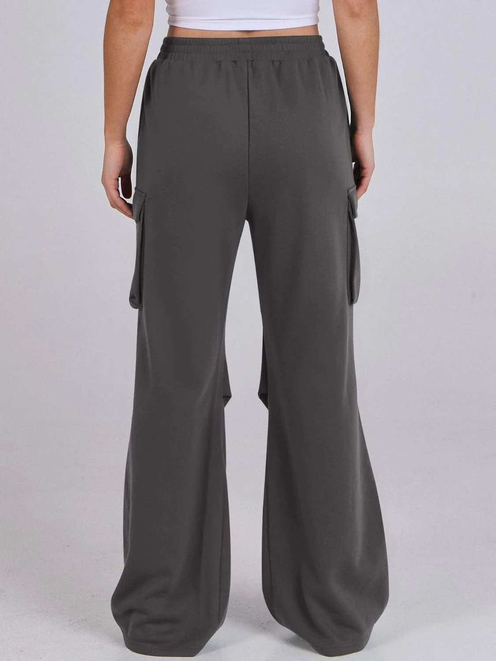 Elastic Waist Wide Leg Pants with Pockets - Trendsi - Flyclothing LLC