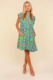 Haptics Frilled Mock Neck Ditsy Floral Dress - Trendsi