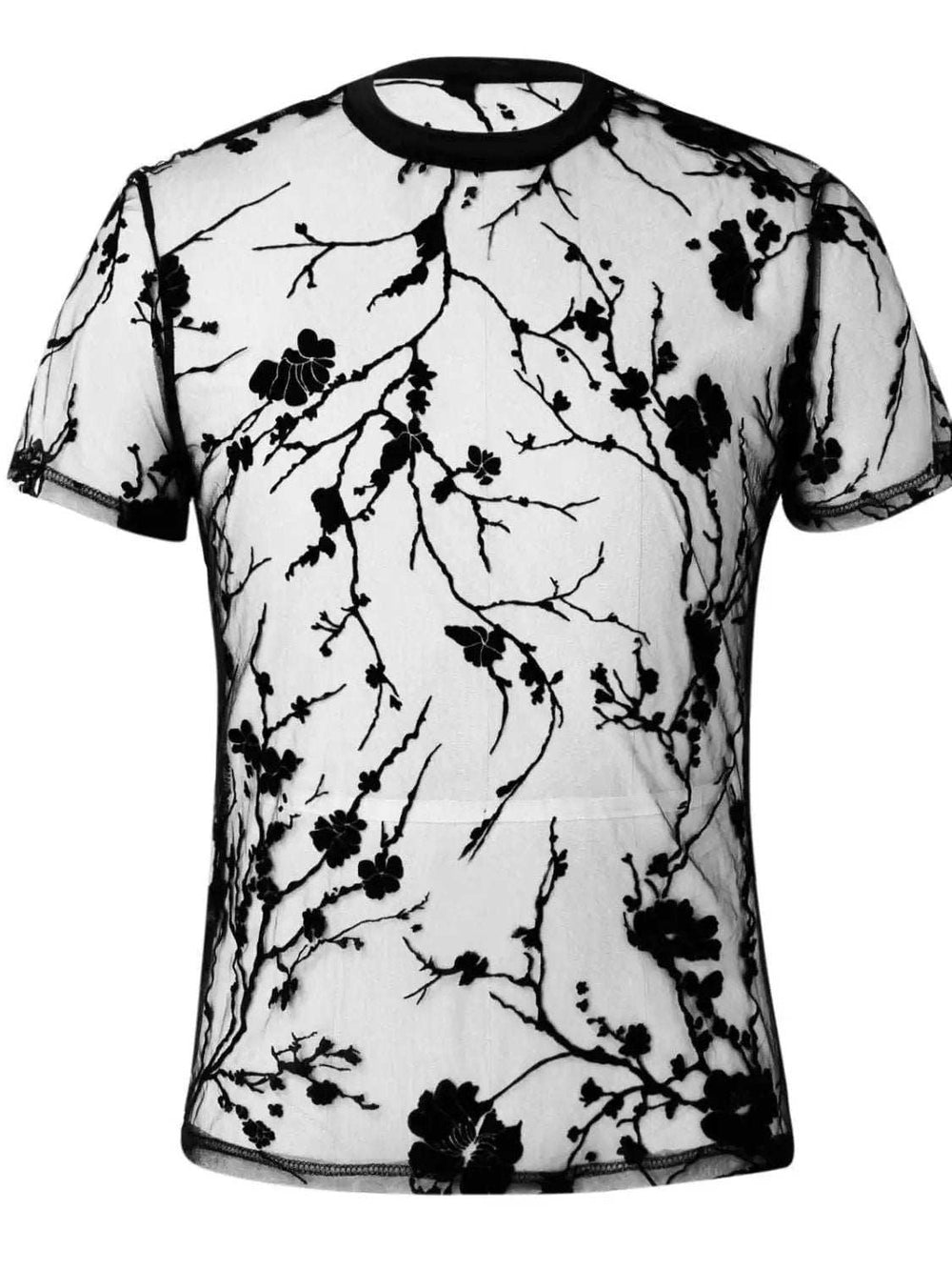 Men's Full Size Round Neck Short Sleeve Sheer Top Plus Size - Trendsi - Flyclothing LLC