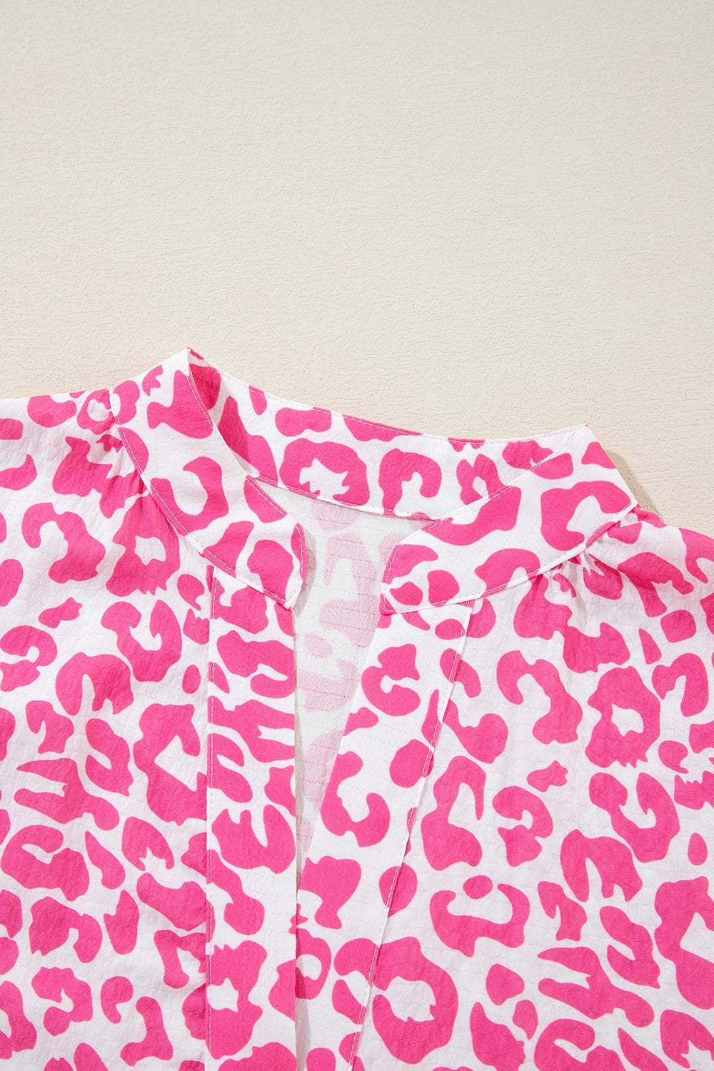 Leopard Notched Long Sleeve Shirt Dress - Trendsi - Flyclothing LLC