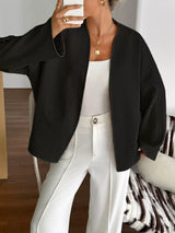 Surplice Dropped Shoulder Tie Belt Outerwear - Trendsi - Flyclothing LLC