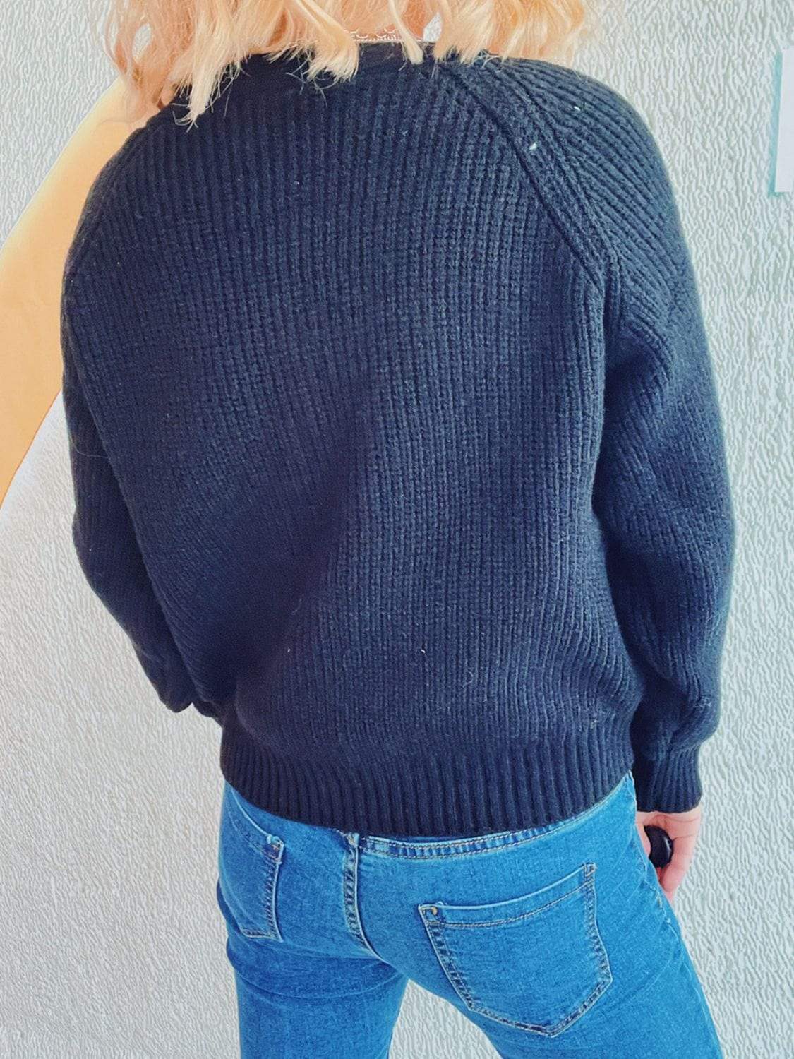 Cable-Knit V-Neck Button Down Long Sleeve Cardigan - Trendsi - Flyclothing LLC