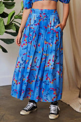 Davi & Dani Printed Smocking Waistband Ruffled Maxi Skirt - Trendsi - Flyclothing LLC