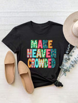 Letter Round Neck Short Sleeve T-Shirt - Trendsi - Flyclothing LLC