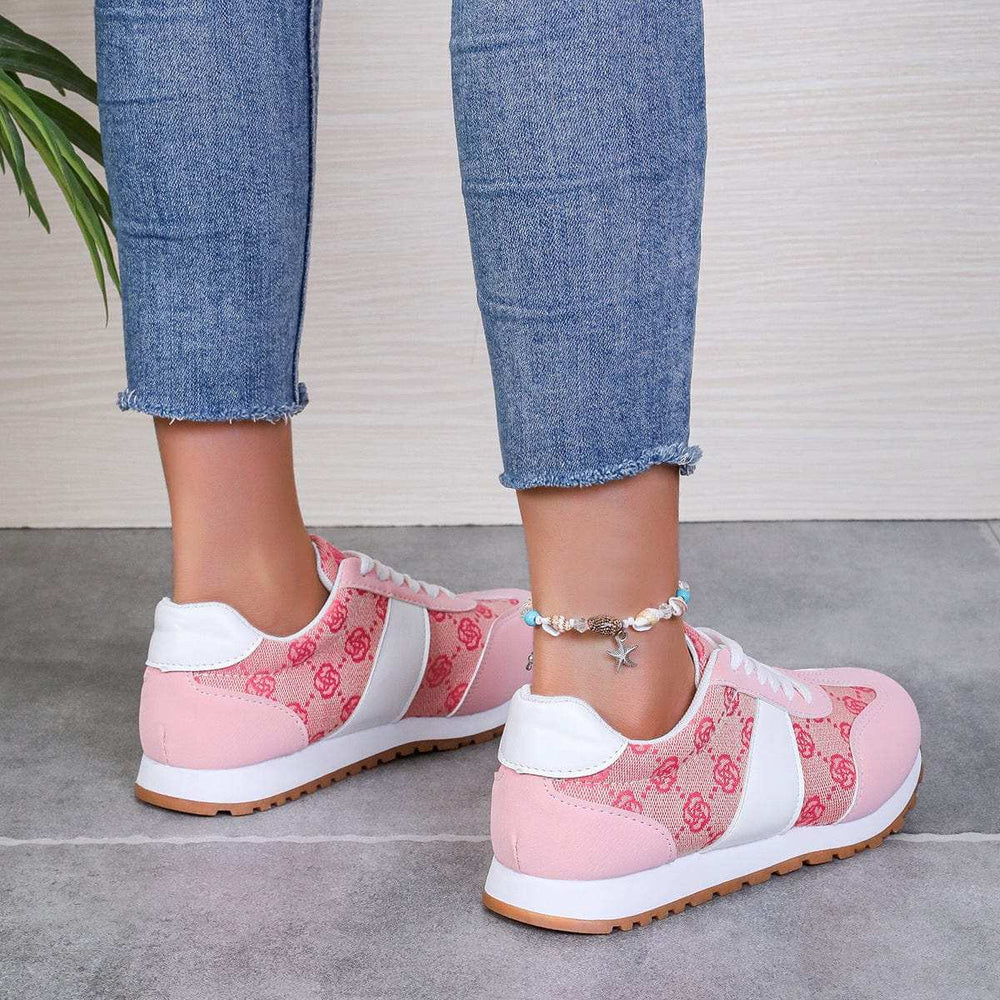 Contrast Round Toe Flat Sneakers - Trendsi - Flyclothing LLC
